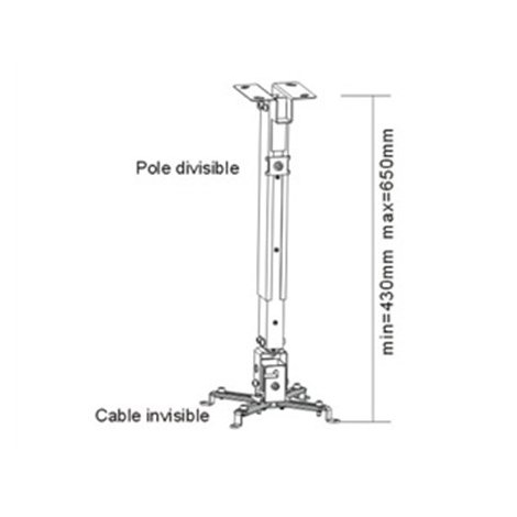 Sunne | Projector Ceiling mount | Tilt, Swivel | Maximum weight (capacity) 20 kg | Black - 4